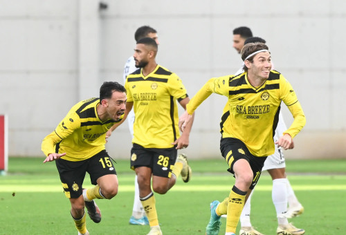 ווילסון האריס, שחקן מכבי נתניה חוגג שער (צילום: ברני ארדוב)