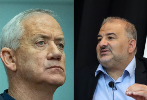 מנסור עבאס, בני גנץ  (צילום: יונתן זינדל, פלאש 90,שאכר מואסי)