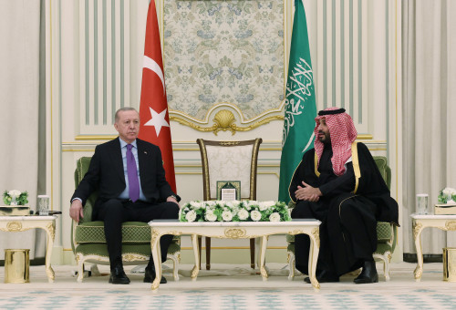 מוחמד בן סלמאן ורג'פ טאיפ ארדואן (צילום: רויטרס)