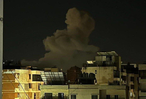 תיעוד התקיפה בביירות (צילום: רשתות ערביות)