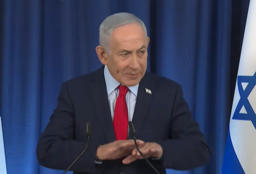 בנימין נתניהו במסיבת עיתונאים (צילום: צילום מסך לע"מ)