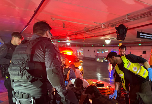 מזירת האירוע במקלט (צילום: תיעוד מבצעי מד"א)