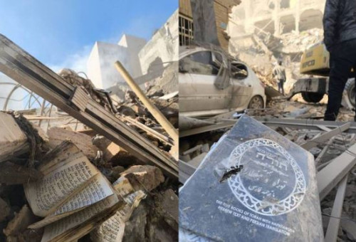 הריסות בית כנסת בטהרן (צילום: צילום מסך רשת X)