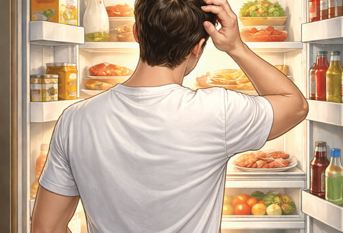 עמידה מול המקרר (צילום: AI)