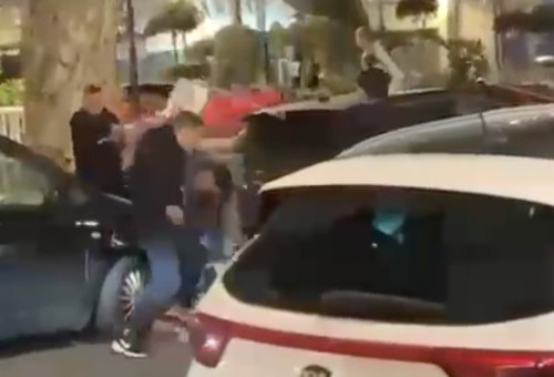 קטטה אלימה בנהריה (צילום: צילום מסך)