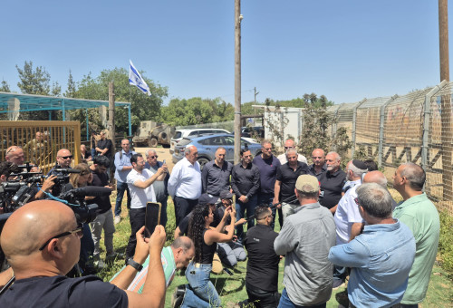 מסיבת עיתונאים של ראשי הרשויות של יישובי קו העימות (צילום: דוברות מטה אשר)