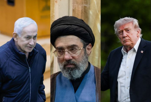 דונלד טראמפ, מוג'תבא חמינאי, בנימין נתניהו (צילום: רויטרס,נועם מושקוביץ, דוברות הכנסת)