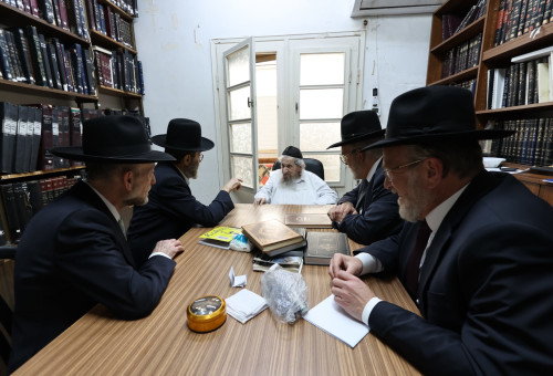 הרב לנדו וחברי דגל התורה (צילום: ללא)