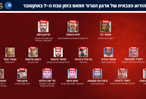 מפת מחוסלי חמאס לאחר חיסול עז א-דין אל חדאד מאי 2026 (צילום: דובר צה"ל)