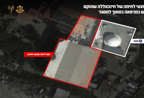 אתר לייצור אמצעי לחימה של חיזבאללה במבנה מרפאה (צילום: דובר צה"ל)