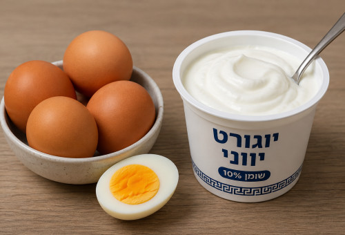 יוגורט יווני, ביצים (צילום: AI)