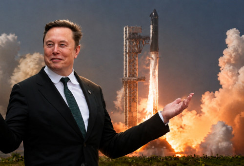 אילון מאסק על רקע שיגור חללית של SPACEX (צילום: רויטרס)