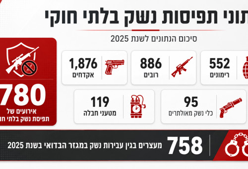 נתוני תפיסות נשק בלתי חוקי 2025 (צילום: AI)