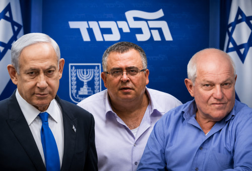 בנימין נתניהו, חיים כץ, דוד ביטן (צילום: פלאש 90)