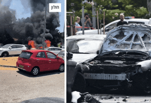 פיצוץ רכב בחולון ויפו (צילום: רשתות חברתיות, שימוש לפי סעיף 27 א')
