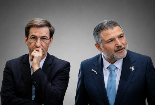 בועז ביסמוט, דוד זיני (צילום: חיים גולדברג פלאש 90,איור: מעריב אונליין)