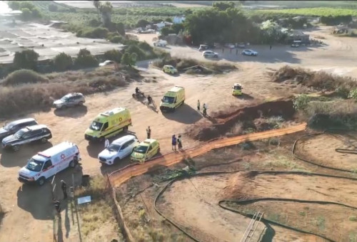 זירת התרסקות המטוס בשטח פתוח סמוך לעין ורד (צילום: תיעוד מבצעי מד"א)
