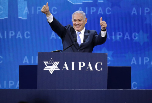 בנימין נתניהו נואם בכנס של איפא"ק ב-2018 (צילום: gettyimages)