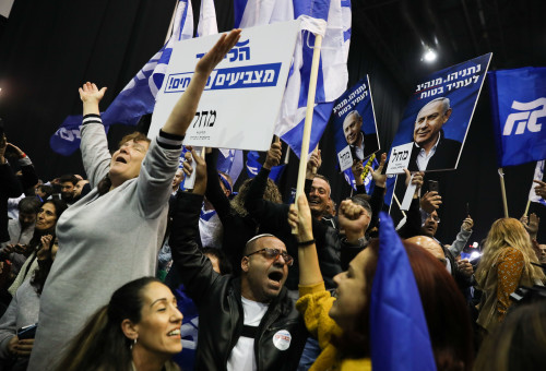 תומכי הליכוד, 2020 (צילום: אוליבייה פיטוסי פלאש 90 )