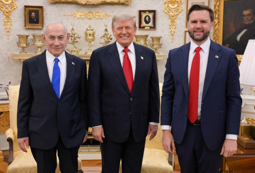 ג'יי די ואנס, דונלד טראמפ ובנימין נתניהו (צילום: מעיין טואף/לע״מ)