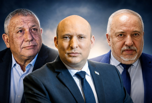 אביגדור ליברמן, נפתלי בנט, גדי איזנקוט (צילום: פלאש 90)