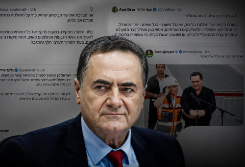 ישראל כץ והציוצים (צילום: צילום מסך,יונתן זינדל, פלאש 90)