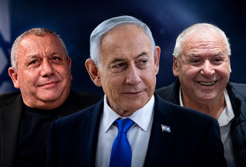 דודי אמסלם, בנימין נתניהו, גדי איזנקוט (צילום: פלאש 90)