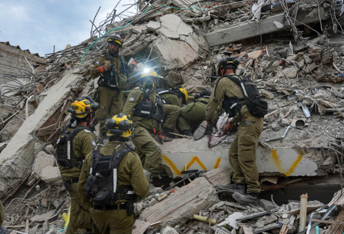 פעילות כוחות המשלחת הישראלית בזירת ההרס של רעידת האדמה בקולומביה (צילום: דובר צה"ל)