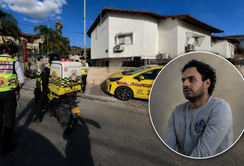 ליאל איפרגן, החשוד ברצח הלל מרדכי דדון ז"ל על רקע זירת הרצח (צילום: תיעוד מבצעי מד"א,שימוש לפי סעיף 27א')