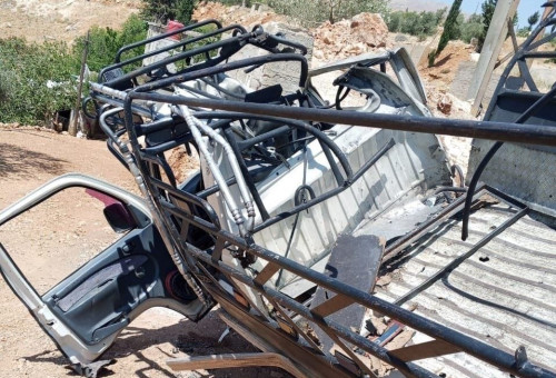 תקיפת משאית סמוך לדמשק (צילום: רשתות ערביות)