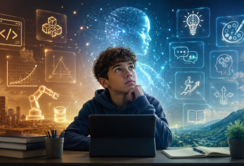 ילד ובינה מלאכותית (צילום: AI)