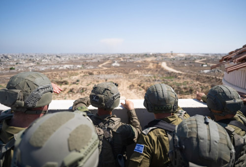 הרמטכ"ל, רא"ל אייל זמיר ומפקדי פיקוד הדרום ורצועת עזה בביקור ברצועה (צילום: דובר צהל)