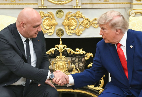 ג'וזף עאון ודונלד טראמפ (צילום:  SAUL LOEB / AFP via Getty Images)