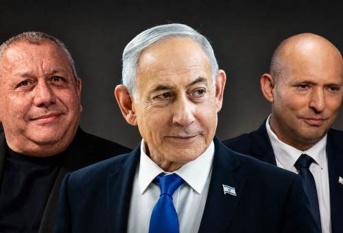 נפתלי בנט, גדי איזנקוט, בנימין נתניהו (צילום: פלאש 90,צילום מסך ערוץ 12)