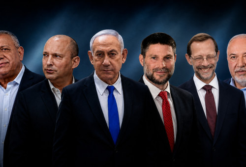 אביגדור ליברמן, בצלאל סמוטריץ', בנימין נתניהו, נפתלי בנט, גדי איזנקוט, משה פייגלין (צילום: פלאש 90,אבשלום שושני)