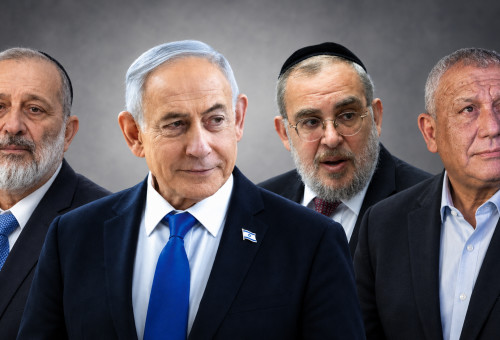 גדי איזנקוט, יעקב אשר, בנימין נתניהו, אריה דרעי (צילום: פלאש 90)