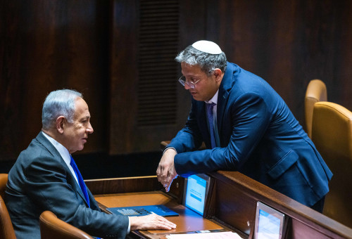 בנימין נתניהו, איתמר בן גביר (צילום: אוליביה פיטוסי, פלאש 90)