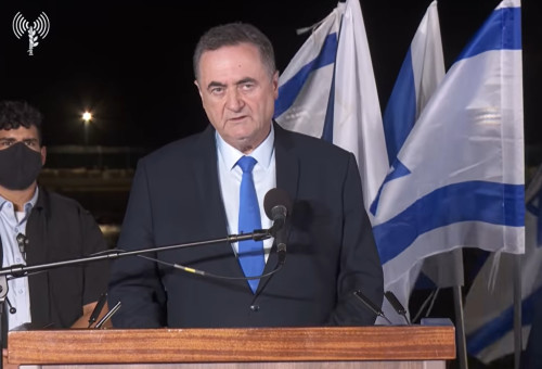 שר הביטחון ישראל כ"ץ בטקס קבלת הצוללת אח"י דרקון (צילום: דובר צה"ל)