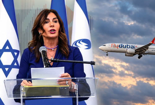 מטוס פליי דובאי. שרת התחבורה מירי רגב (צילום: אבשלום ששוני)