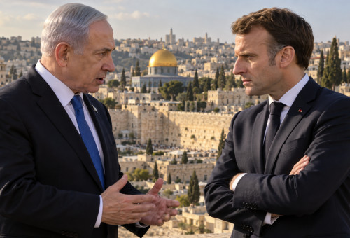 עמנואל מקרון ובנימין נתניהו (צילום: איור: מעריב אונליין)