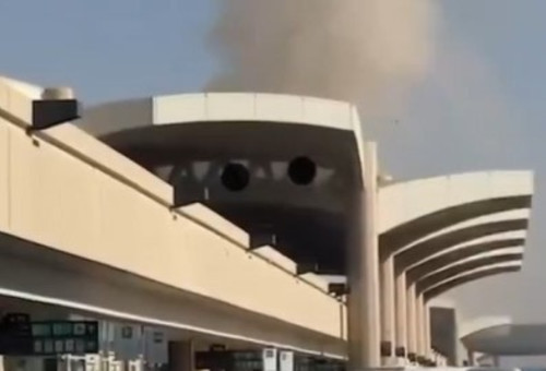 פיצוץ בנמל התעופה "המלך חאלד" בריאד, סעודיה (צילום: צילום מסך רשת X)