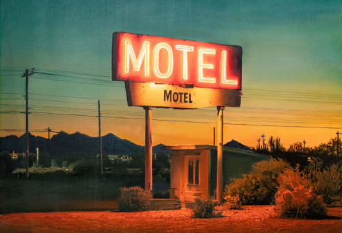 Forgotten Motel, 30x30 in, oil on canvas, 2026 (צילום: פריתווי ראתור)