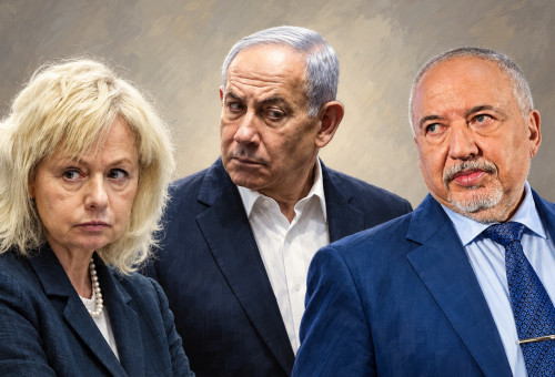 אביגדור ליברמן, גלי בהרה מיארה, בנימין נתניהו (צילום: אבשלום ששוני,יונתן זינדל פלאש 90,בינה מלאכותית)