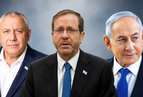 יצחק הרצוג, בנימין נתניהו, גדי איזנקוט (צילום: פלאש 90,מארק ישראל סלם)
