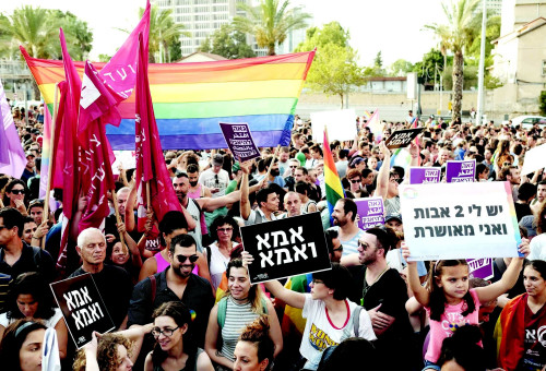 הפגנה של הקהילה הגאה בנושא האימוץ (צילום: פלאש 90)