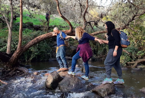 מטיילים בנחל ג'ילבון (צילום: ארנון בירן)