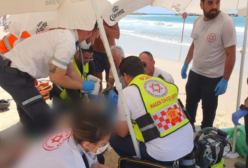 אירוע טביעה בחוף סירונית בנתניה, ארכיון (צילום: תיעוד מבצעי מד"א)