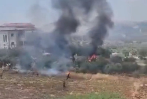 מתנחלים הציתו שדות בכפר תורמוס ליד רמאללה (צילום: רשתות פלסטיניות)