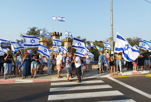 מפגינים בצומת כברי - ארכיון (צילום: אמיר ירחי)