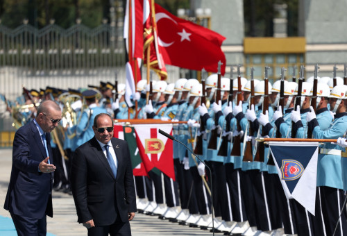 ביקור א-סיסי באנקרה, ארדואן (צילום: רויטרס)